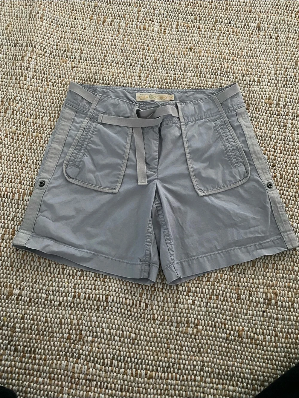 Vintage J.Crew City Fit Utility Shorts Blue Gray Roll Tab Sz 4
